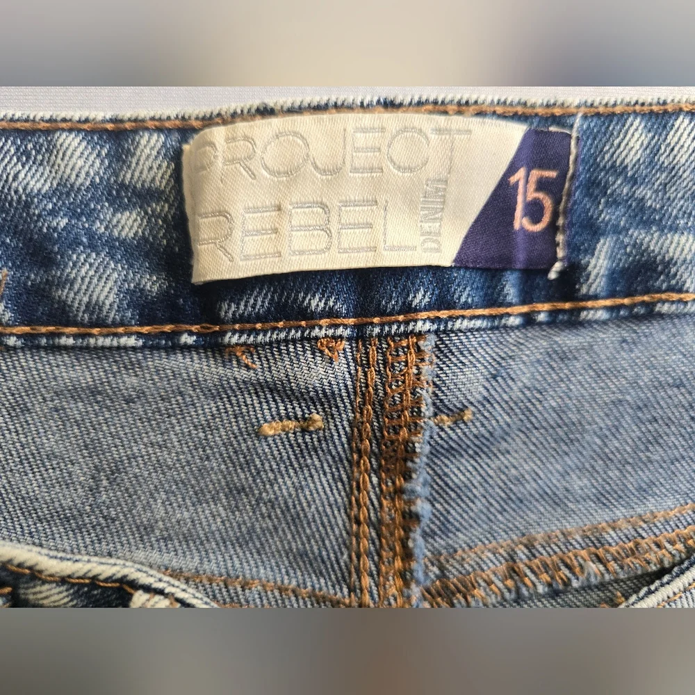 Project Rebel Mid‎ Rise Mini Cut Off Denim Shorts Size 15